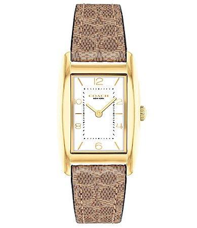 COACH Womens Reese Quartz Analog Tan Canvas Strap Watch Product Image