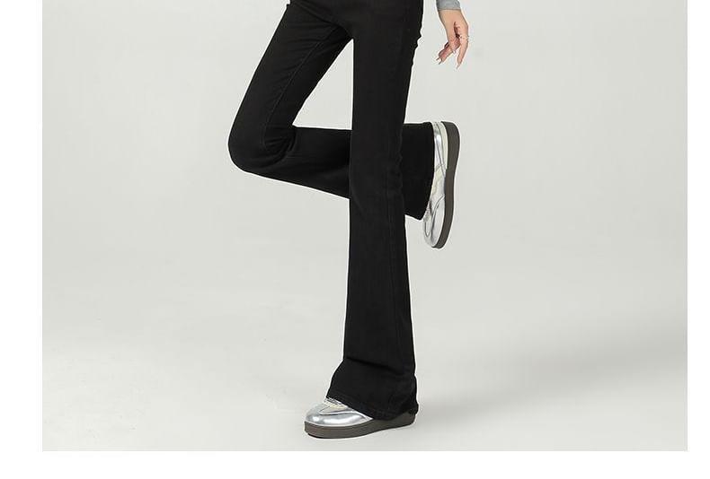 High Rise Fleece Lined Flared Jeans (Various Designs) Product Image