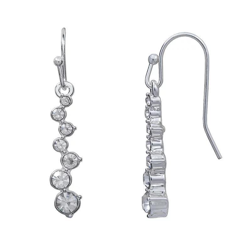 LC Lauren Conrad Silver Tone Simulated Crystal Zig-Zag Drop Earrings, Womens Product Image