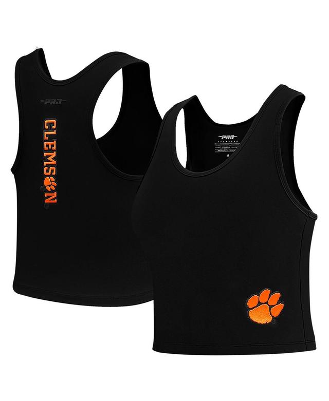 Womens Pro Standard Black Clemson Tigers Tonal Neutral Fitted Waist Length Racerback Tank Top Product Image