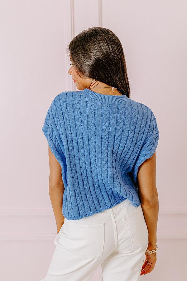 Meet Your Destiny Knit Top In Ocean Blue Product Image