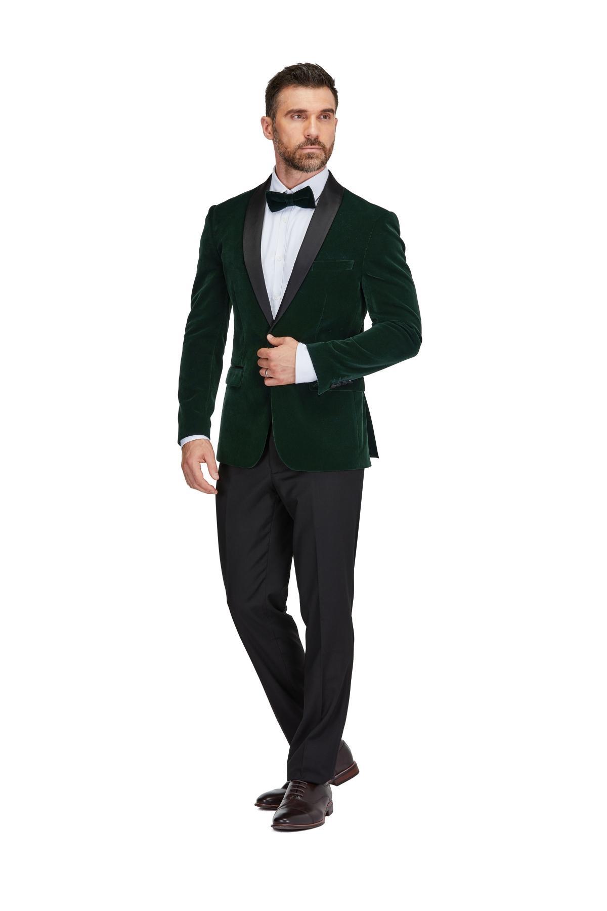 Gino Vitale Mens Slim-Fit Velvet Shawl Lapel Tuxedo Set Product Image