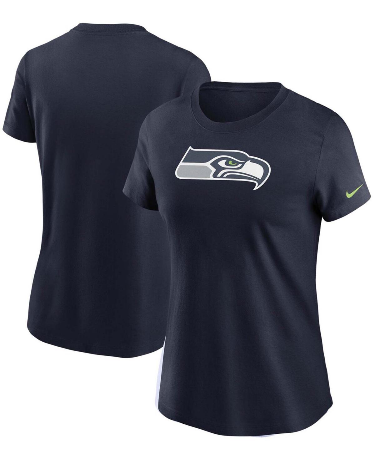 Womens College Navy Seattle Seahawks Logo Essential T-shirt Product Image