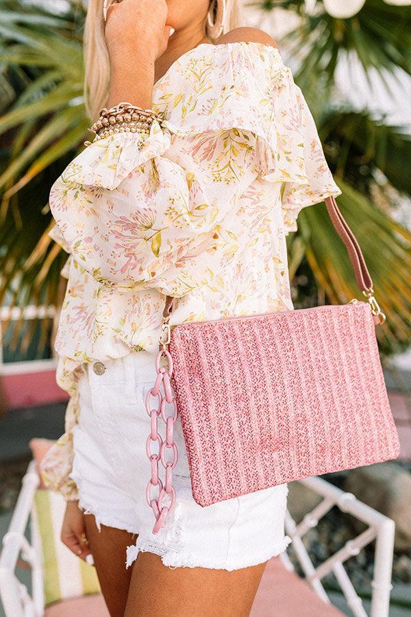 Waterfront Views Raffia Clutch In Blush Product Image