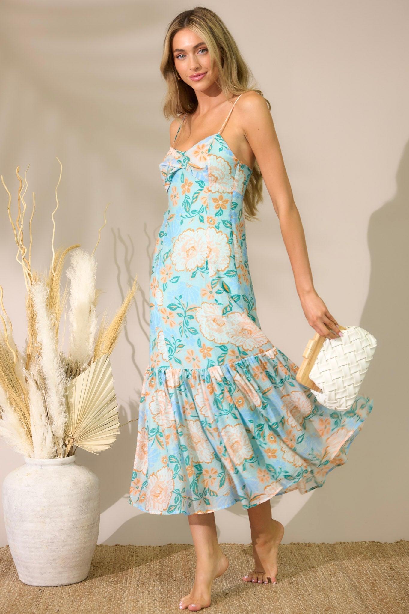 MINKPINK Evelyn Light Blue Strappy Midaxi Dress Product Image