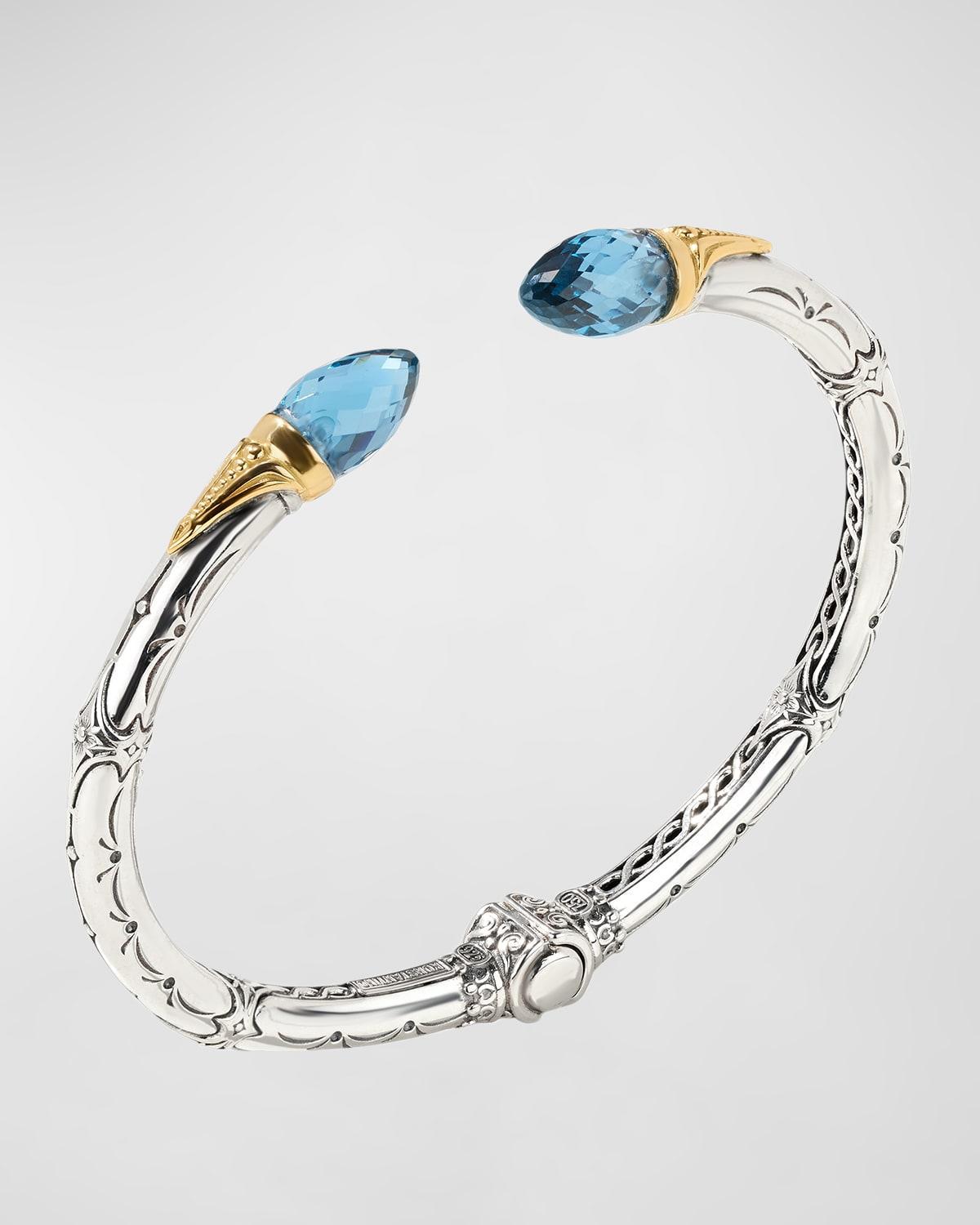 Womens Anthos Dagger Hinge Sterling Silver, 18K Yellow Gold & Blue Spinel Cuff Product Image