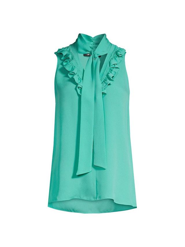 Womens Ruffled Silk Blouse Product Image