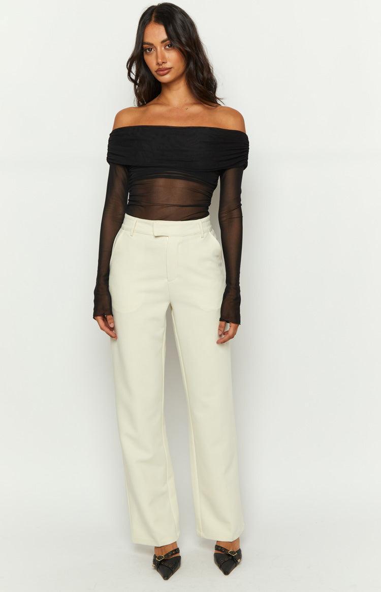 Cabo Cream Straight Leg High Waisted Tailored Pant Product Image