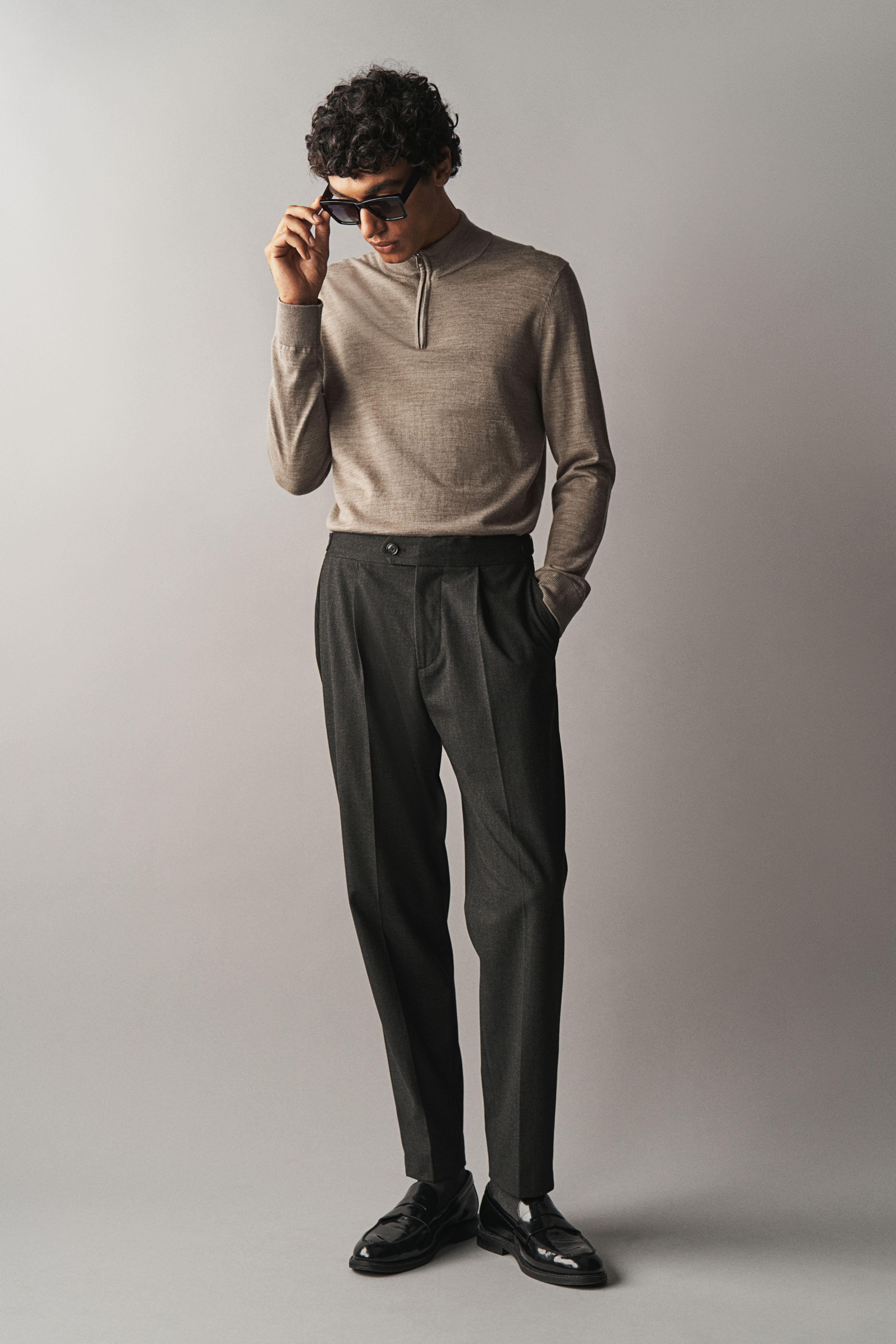 Slim Fit Half-Zip Merino Wool Sweater Product Image