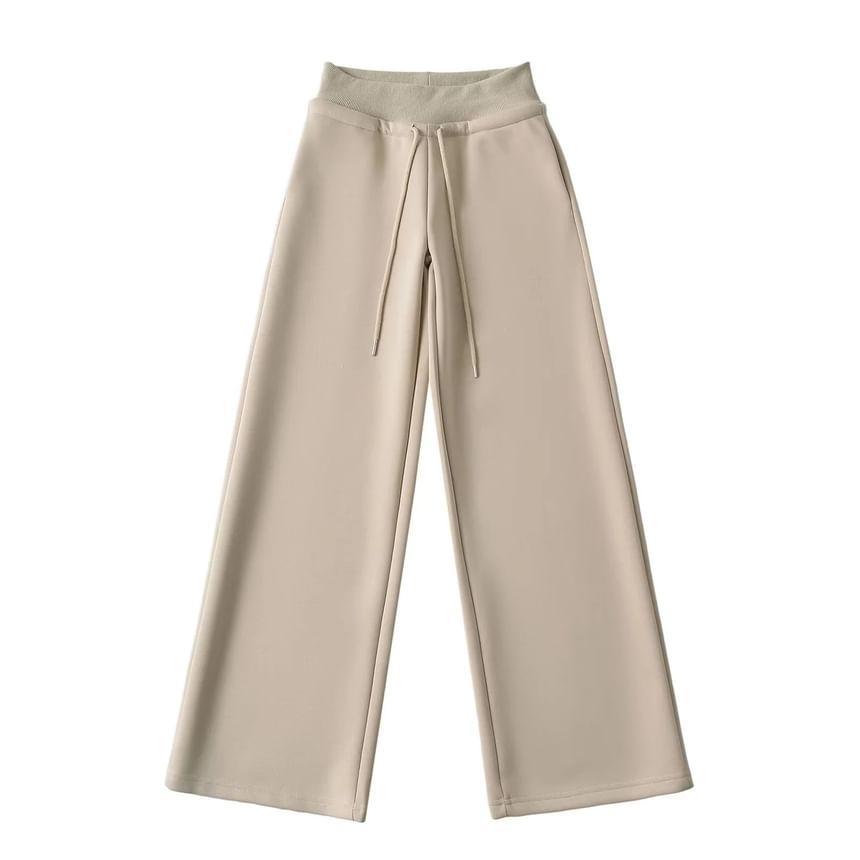 High Rise Plain Wide Leg Pants Product Image