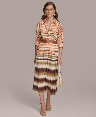 Women's Belted 3/4-Sleeve Shirtdress Product Image