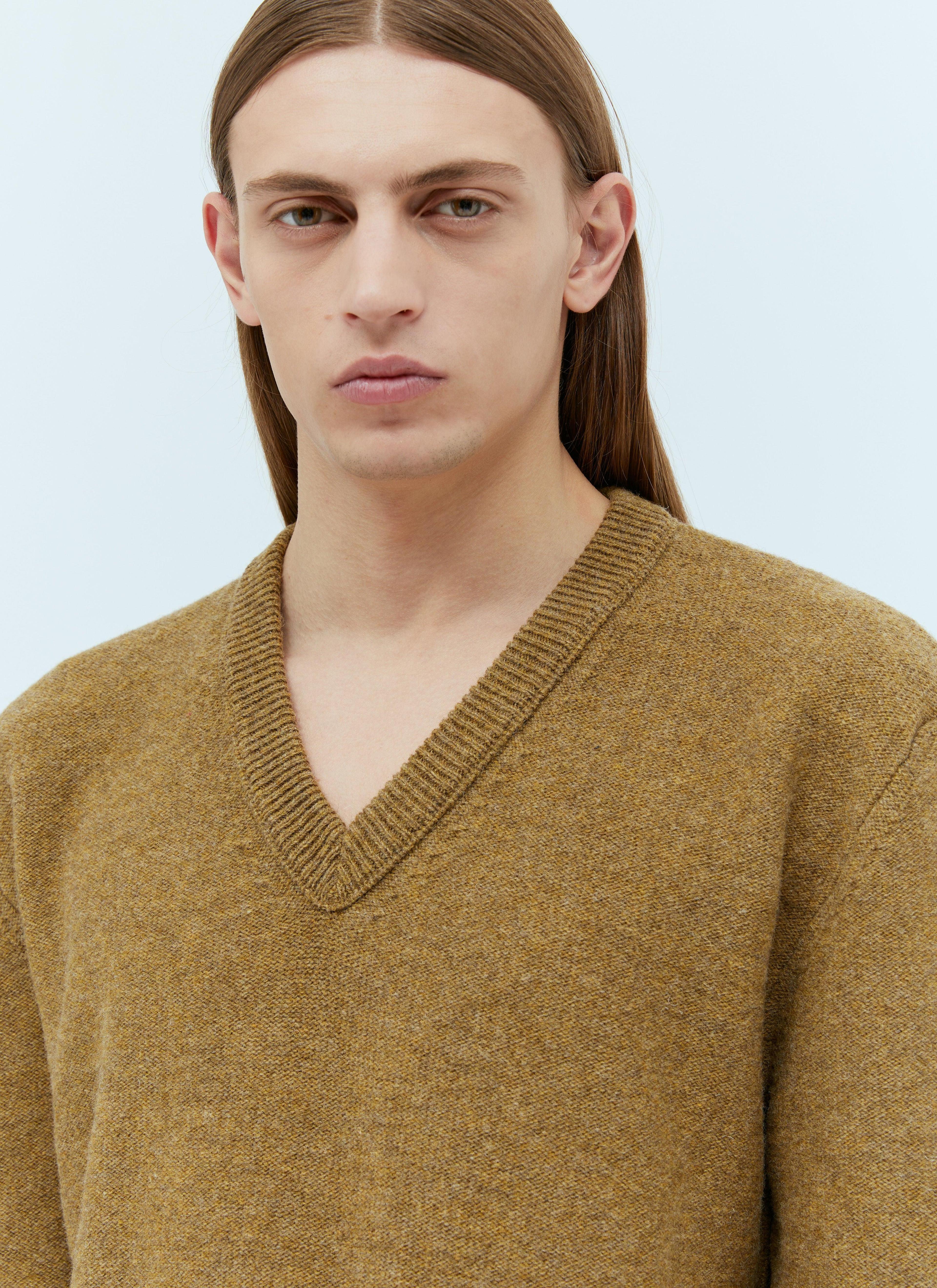 Yellow V-neck Sweater In Brown Product Image