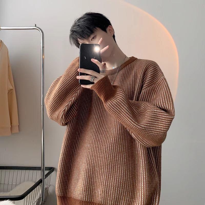 Crew Neck Striped Sweater Product Image