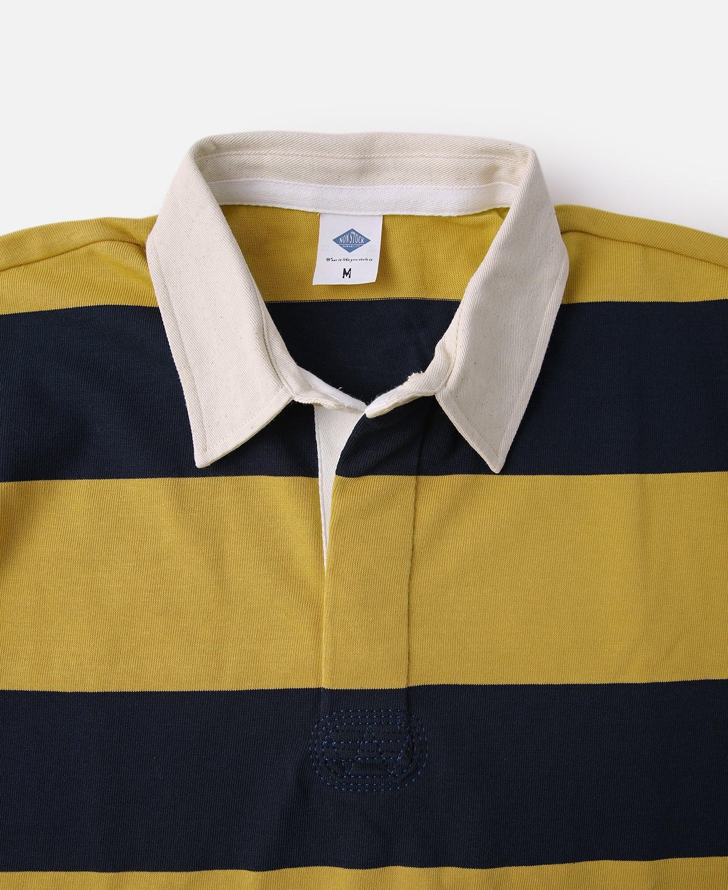 Classic Fit Striped Jersey Rugby Shirt - Yellow/Navy Product Image