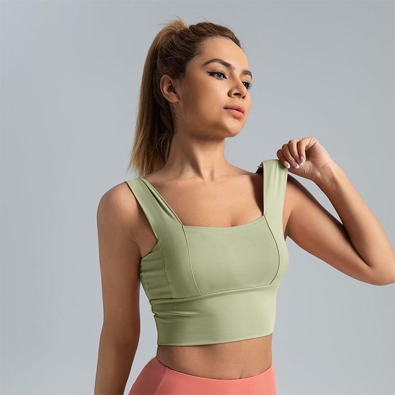 Square Neck Plain Sports Bra Product Image