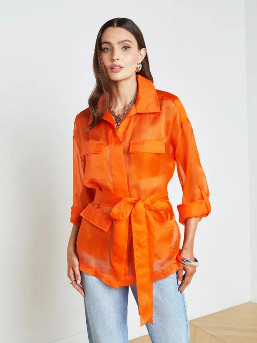 Colson Silk Organza Jacket In Pop Orange Product Image