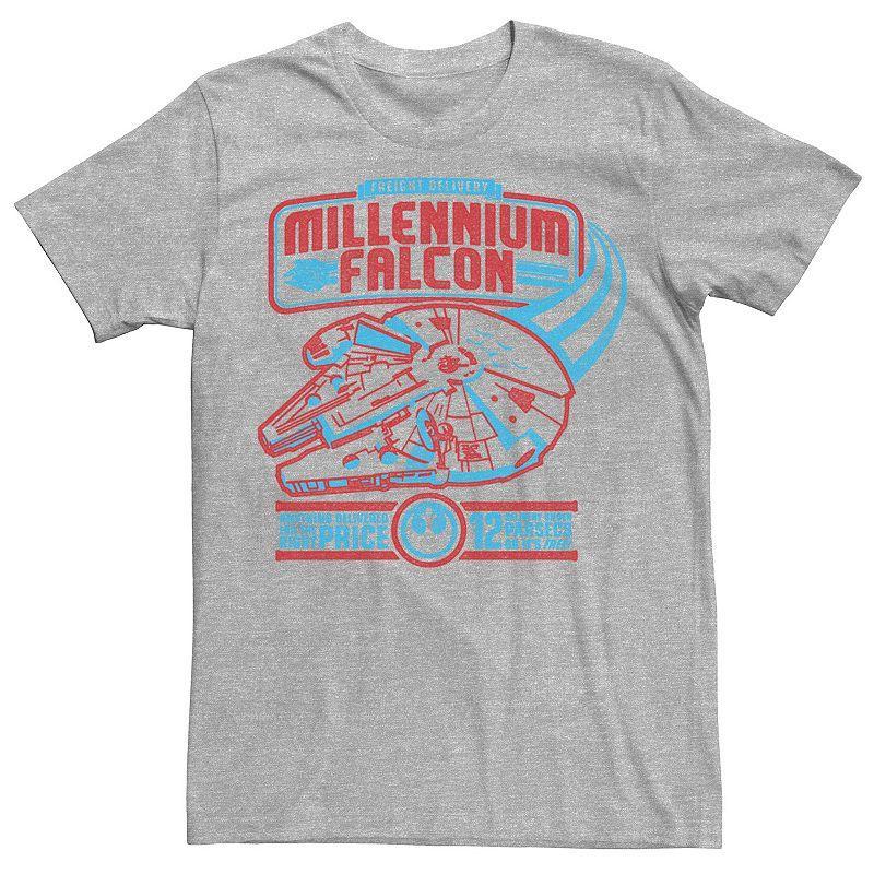 Mens Star Wars Millennium Falcon Freight Delivery Poster Graphic Tee Athletic Grey Product Image