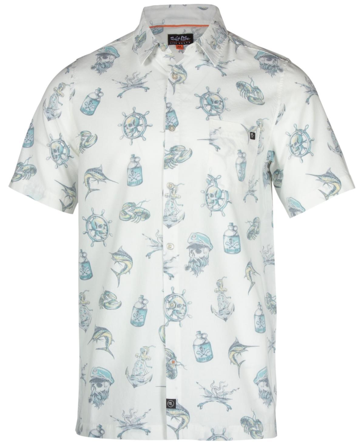 Salt Life Mens Tell No Tales Graphic Print Short-Sleeve Button-Up Shirt Product Image