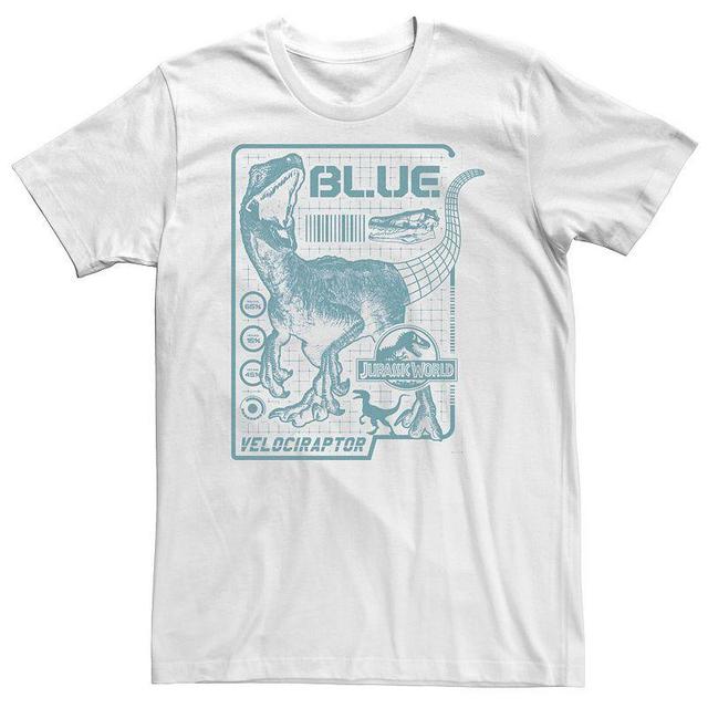 Big & Tall Jurassic World Two Blue Raptor Schematic Tee, Mens White Product Image