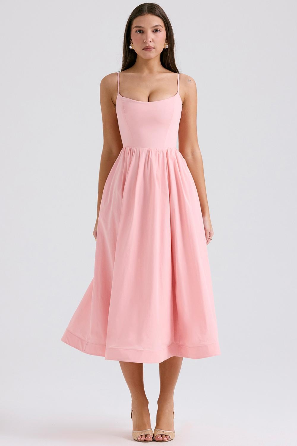 Lolita Rose Pink Cotton Corset Sundress Product Image