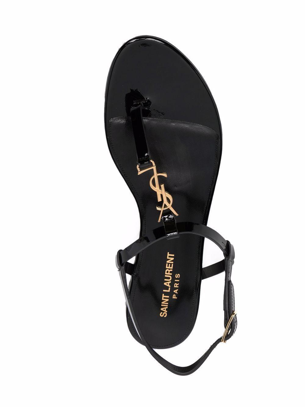 SAINT LAURENT Cassandra Mock-croc Ysl Slingback Sandals In Nero Product Image