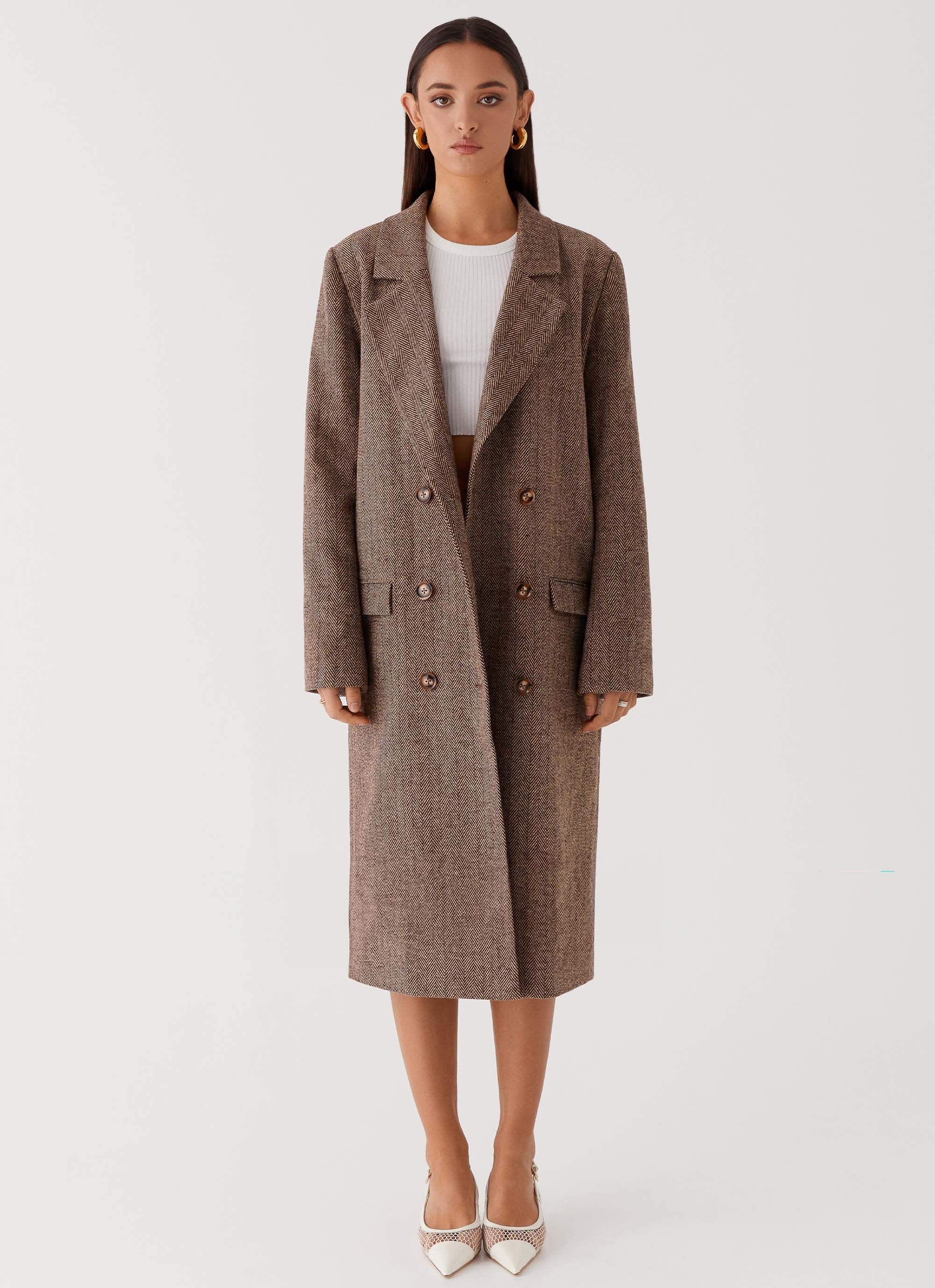 Since Way Back Longline Coat - Brown Product Image