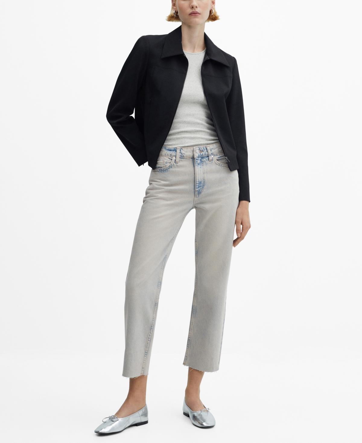 Mango Womens Straight-Fit Cropped Jeans Product Image