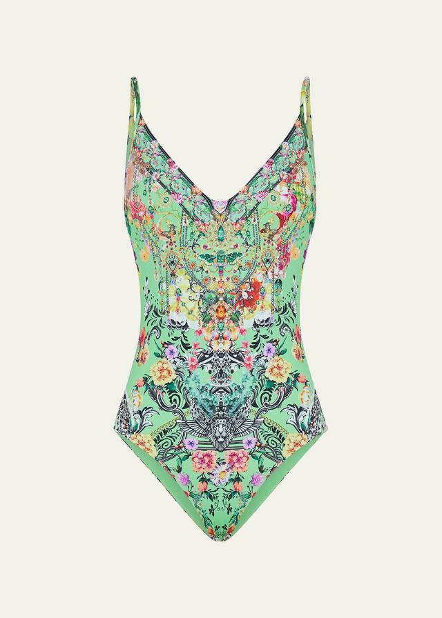 Womens Floral Underwire One-Piece Swimsuit Product Image