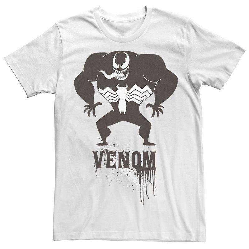 Mens Marvel Venom Cartoon Comic Style Drip Logo Graphic Tee White Product Image