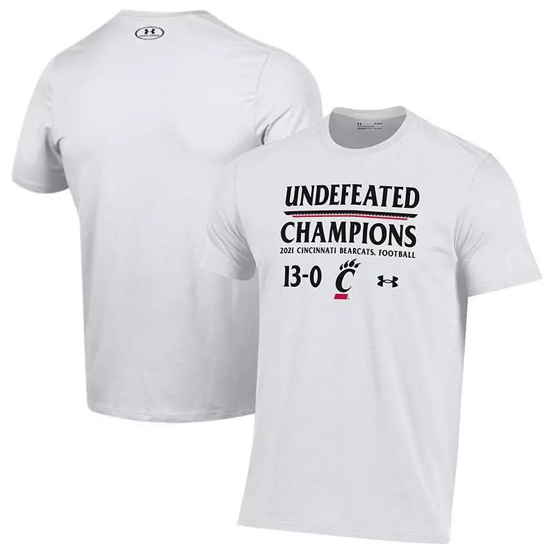 Mens Under Armour White Cincinnati Bearcats 2021 Aac Football Conference Champions Undefeated T-shirt Product Image