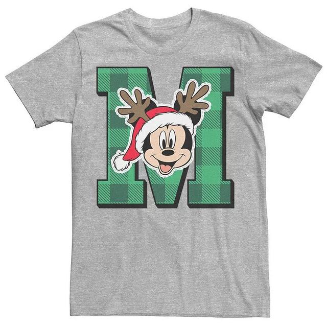 Disneys Mickey Mouse Mens With Antlers Santa Hat Tee Athletic Grey Product Image