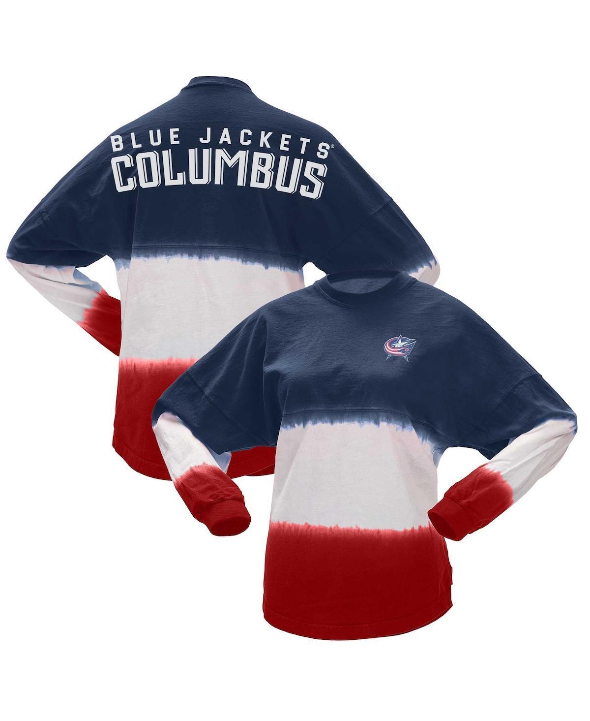 Womens Fanatics Branded /Red Columbus Blue Jackets Ombre Long Sleeve T-Shirt Product Image