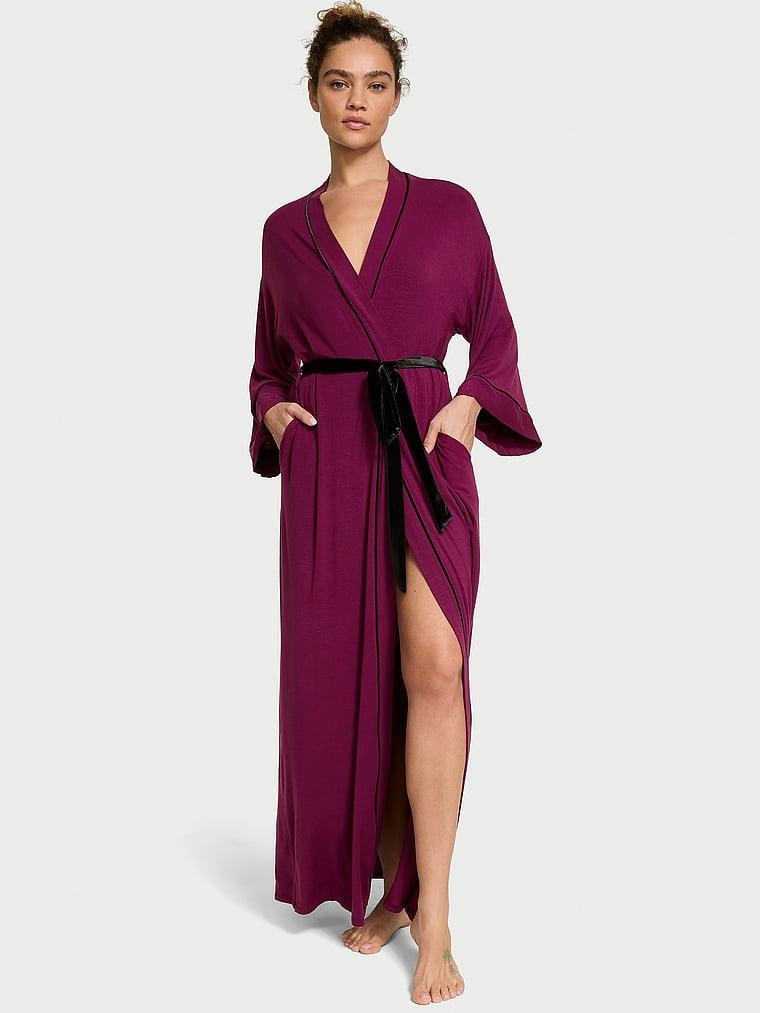 Modal Soft Velvet-Trim Maxi Robe Product Image