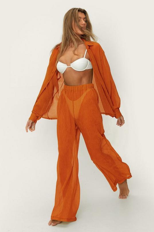 Plisse Wide Leg Beach Pants Product Image