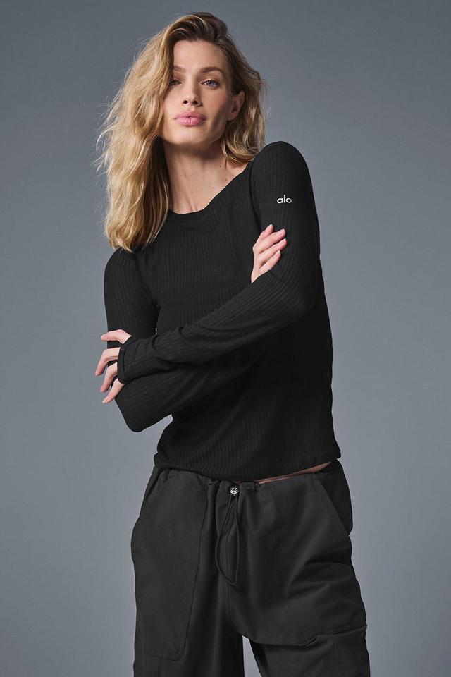 Ribbed Sea Coast Long Sleeve - Black Female Product Image