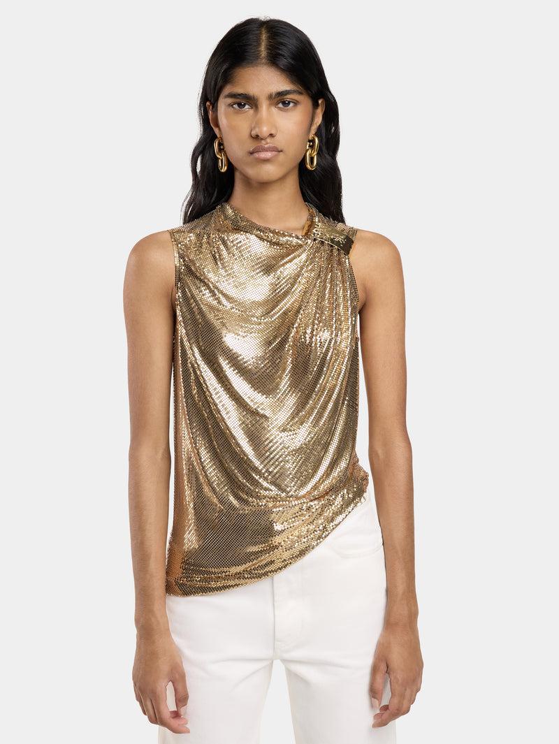 ASYMETRICAL DRAPED TOP IN MESH Product Image