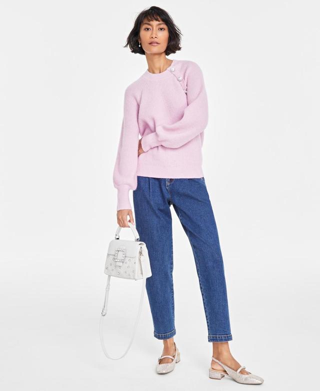 On 34th Womens Raglan-Sleeve Jeweled-Button Sweater, Created for Macys Product Image