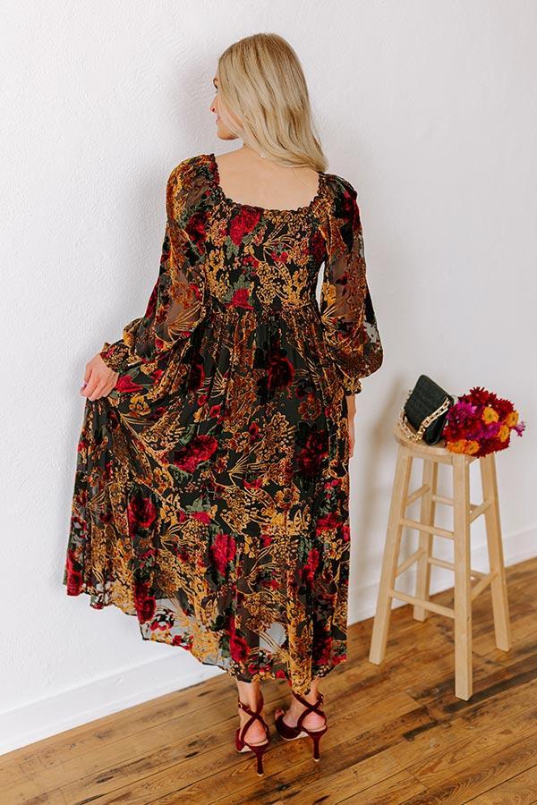 Harvest Garden Velvet Burnout Midi in Black Product Image