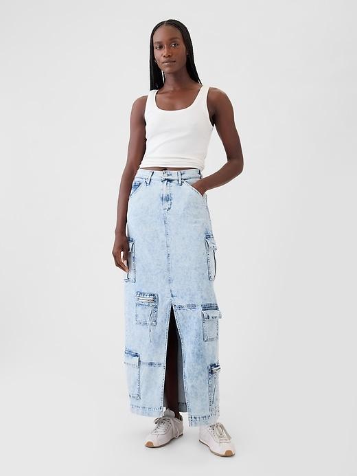 Denim Double Cargo Maxi Skirt product image