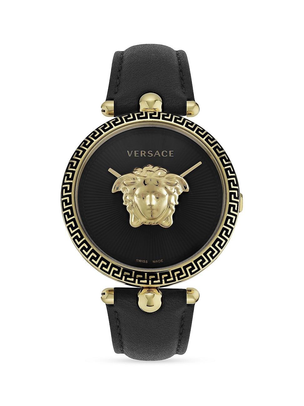 Versace Womens Palazzo Empire Black Leather Strap Watch 39mm Product Image