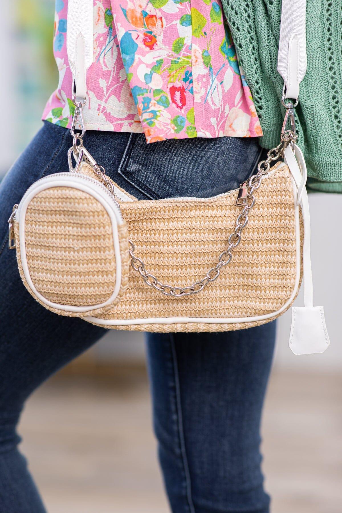 Tan Straw Crossbody Bag Set Product Image