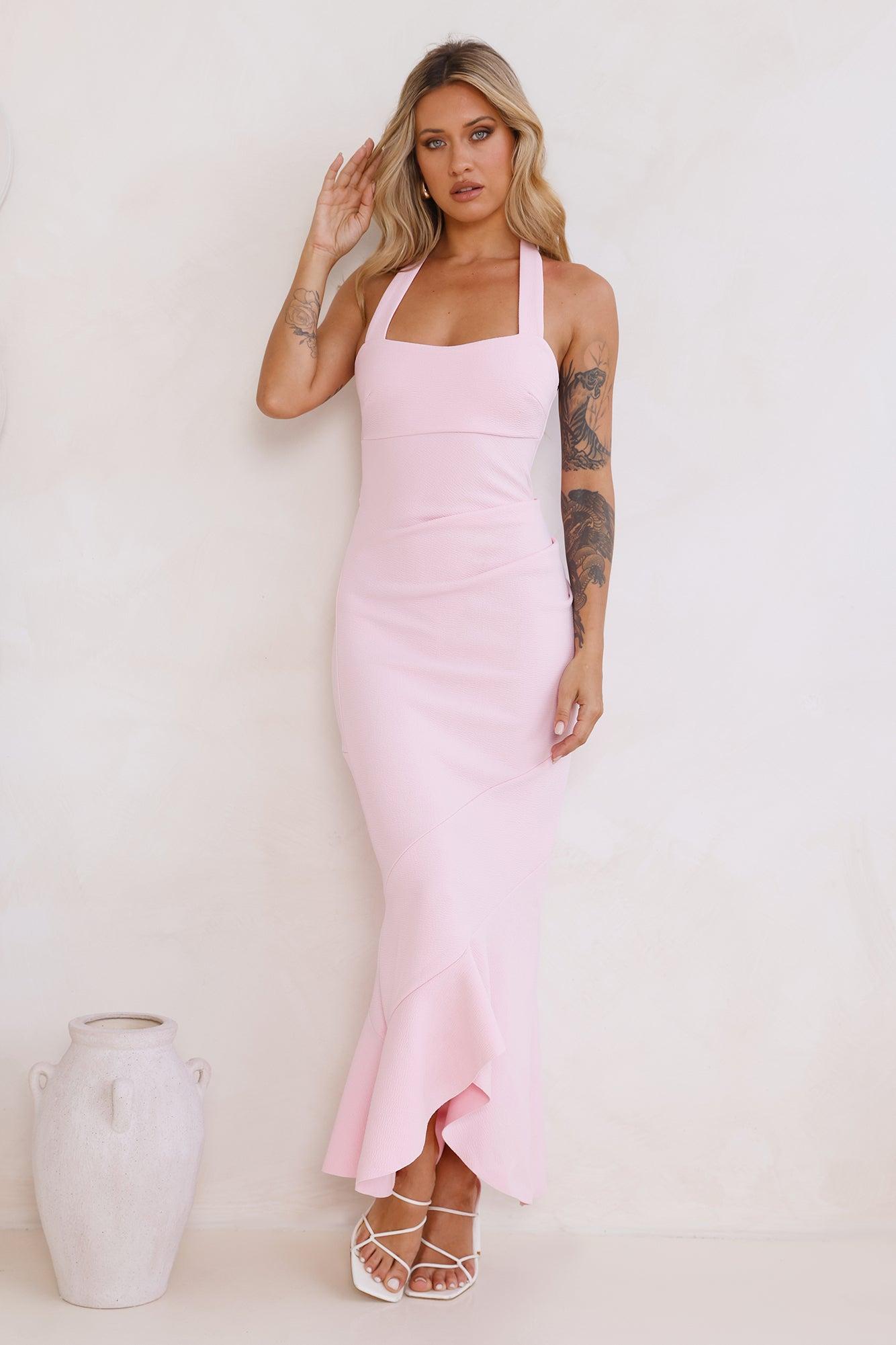 Good Conversation Halter Maxi Dress Pink Product Image