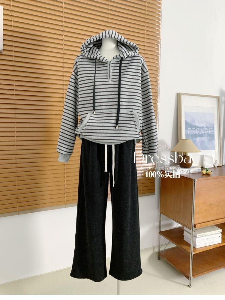 Half Zip Striped Hoodie Product Image