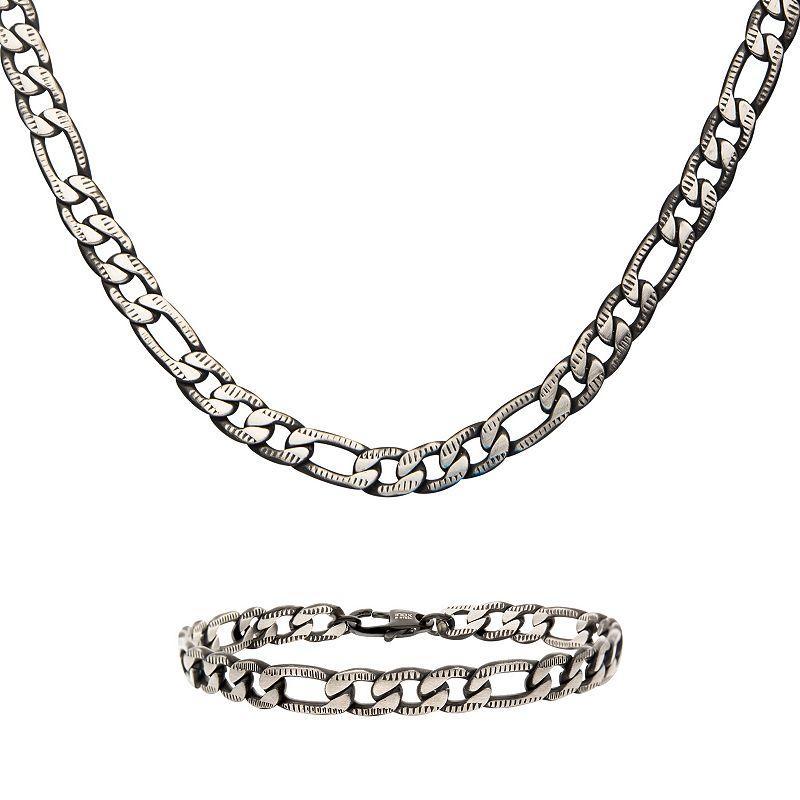 Mens Figaro Chain Necklace and Bracelet Set Product Image