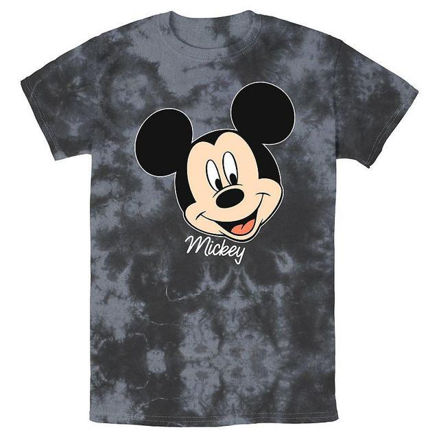 Mens Disney Mickey Mouse Smile Face Portrait Wash Tee Black Grey Product Image