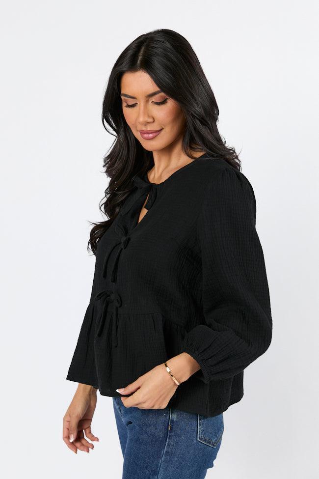 Close To Me Black Bow Detail Blouse Product Image