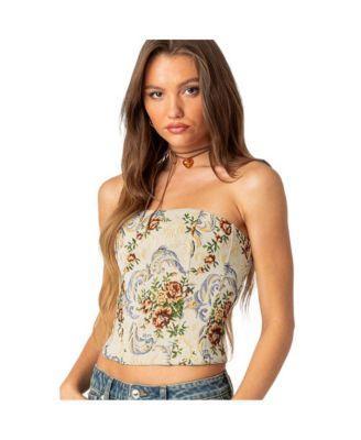 Floral tapestry lace up corset Product Image