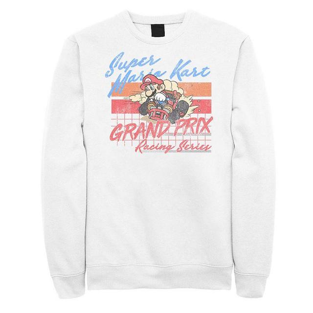 Mens Nintendo Mario Kart Racing Retro Drift Distressed Sweatshirt White Product Image