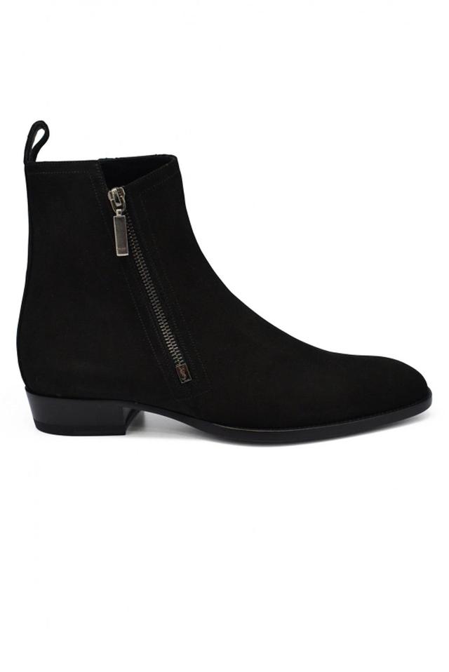 SAINT LAURENT Suede Zipped Boots In Black Product Image