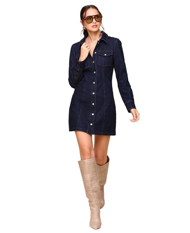 Avec Les Filles Womens Denim Long-Sleeve Mini Shirtdress Product Image